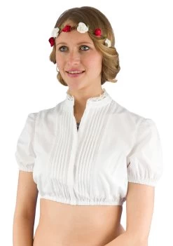 Dirndlbluse Stretch Hochgeschlossen Gottseidank Franziska Wei&szlig; A001774