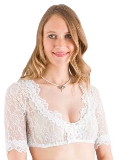 Dirndlbluse Kr&uuml;ger 20140 Wei&szlig; Spitze