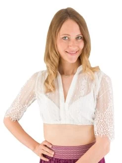 Dirndlbluse Spitzenbluse MarJo Loretta-Linda Halbarm Off White