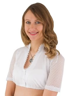 Drindlbluse Spitzen&auml;rmel Wenger Jasmine Wei&szlig; 42 40500 14003