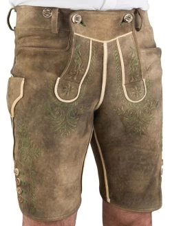 Meindl Lederhose Kurz Ebensee Hirsch S&auml;misch Altschwarz