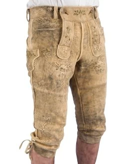 Meindl Trachtenlederhose Kniebund Gamskogel Hirsch S&auml;misch Altschwarz