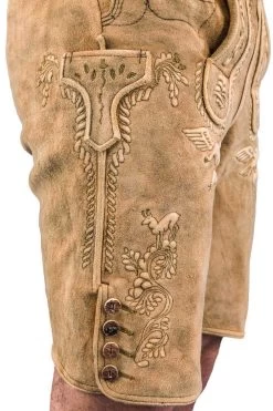 Meindl Lederhose Kurz Gamskogel Hirsch S&auml;misch Altschwarz -Trachten Verkauf gamskogel meindl lederhose kurz altschwarz farbe beige 143