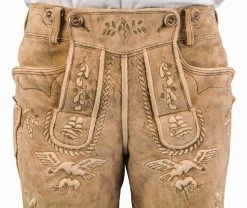 Meindl Lederhose Kurz Gamskogel Hirsch S&auml;misch Altschwarz -Trachten Verkauf gamskogel meindl lederhose kurz altschwarz farbe beige 144