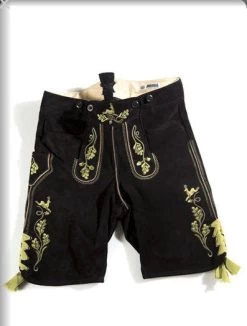 Meindl Lederhose Kurz Gauplattler Schwarz Rinderspalt