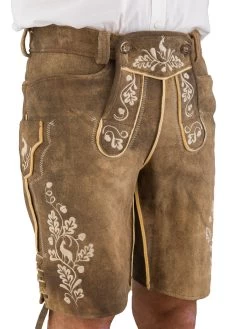 Hirschlederhose Kurz Wilderer Buchberger Hubert 3/Stick RE Blatt Altgrau
