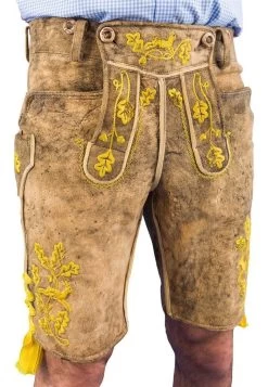 Meindl Lederhose Kurz K&ouml;niglich Bayerische Jagahosn Hirsch S&auml;misch Altschwarz