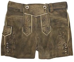 Kurze Lederhose Damen Da`Wilderer Nena Latz WB Braun Used