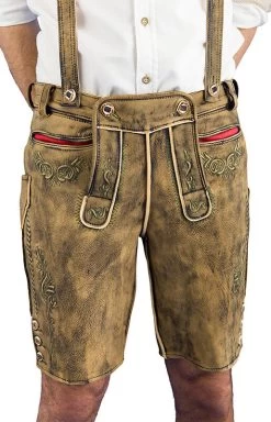 Kurze Lederhose Da Wilderer Hodalump Altbraun Used