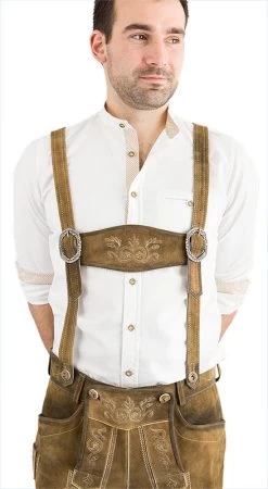 Spieth & Wensky Kurze Lederhose Micha Erdnuss -Trachten Verkauf kurze lederhose micha erdnuss farbe braun 103