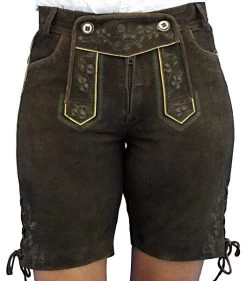 Kurze Lederhose Ruffy Hasel Gr&uuml;n