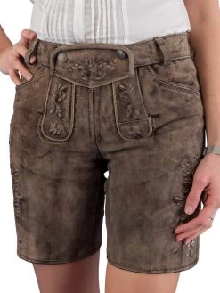 Spieth & Wensky Kurze Lederhose Damen Vintage Wildbock Spieth & Wensky Nafisa ZV Lehm Sand