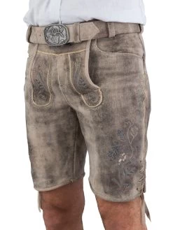 Spieth & Wensky Kurze Lederhose Spieth & Wensky Winston Oxford/ Gr&uuml;n Grau