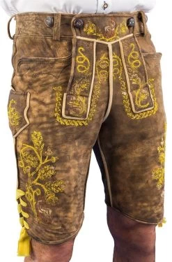 Meindl Lederhose Kurz Tegernsee Hirsch S&auml;misch Altschwarz