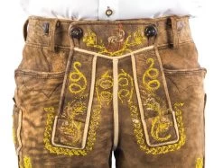 Meindl Lederhose Kurz Tegernsee Hirsch S&auml;misch Altschwarz -Trachten Verkauf kurze lederhose tegernsee altschwarz farbe braun4