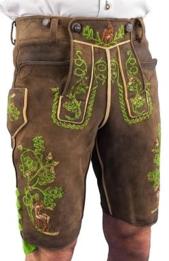 Meindl Lederhose Kurz Tegernsee Hirsch S&auml;misch Nussbaum