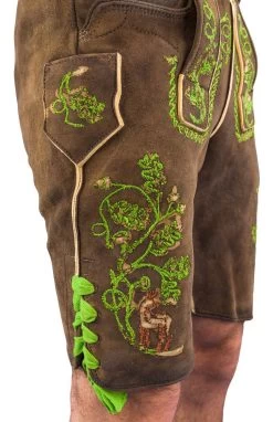 Meindl Lederhose Kurz Tegernsee Hirsch S&auml;misch Nussbaum -Trachten Verkauf kurze lederhose tegernsee nussbaum farbe braun 133