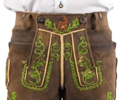 Meindl Lederhose Kurz Tegernsee Hirsch S&auml;misch Nussbaum -Trachten Verkauf kurze lederhose tegernsee nussbaum farbe braun 134