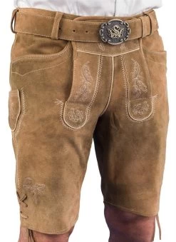 Spieth & Wensky Kurze Trachtenlederhose Spieth & Wensky Veith Mit G&uuml;rtel WB Wolf/beige