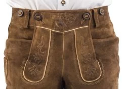Meindl Lederhose Kurz Lampoding Wildbock (Ziege) Bisam -Trachten Verkauf lampoding meindl lederhose kurz bisam farbe braun 184