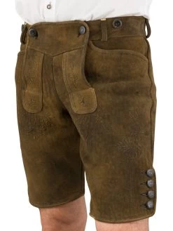 Lederhose Kurz Ostarichi Donau Rothirsch Rauchschwarz Oliv/oliv