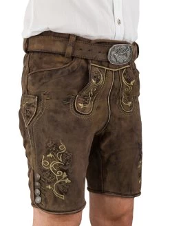 Spieth & Wensky Lederhose Kurz Mit G&uuml;rtel Wildbock Vintage Spieth & Wensky Karlo WB Forest Linde -Trachten Verkauf lederhose kurz spieth wensky karlo wb forest linde4
