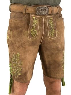 Spieth & Wensky Lederhose Kurz Spieth & Wensky Presley Mandel Hellgr&uuml;n 2029 Wildbock