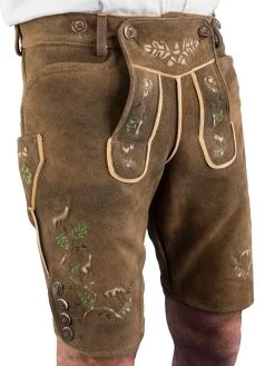 Lederhose Kurz Ostarrichi Ursprung Wildbock Antikbraun Oliv