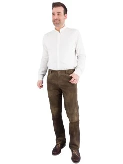 Spieth & Wensky Lederhose Lang Spieth&Wensky Rohrstein Schiefer Ziegenvelours