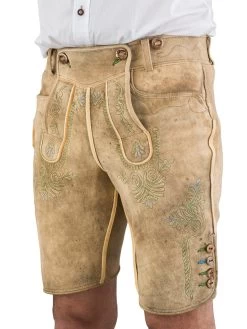 Lederhose Meindl Erzherzog Johann 284503bs 501 190 Altschwarz Stick Gr&uuml;n Blau