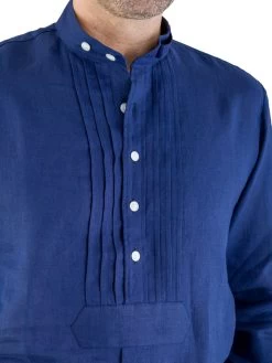 Leinenpfoad Leinenhemd Stehkragenhemd Hundsansscho Dunkelblau KlassischerSchnitt -Trachten Verkauf leinenpfoad leinenhemd stehkragenhemd hundsansscho dunkelblau klassischerschnitt3