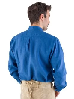 Leinenpfoad Stehkragenhemd Hund Sans Scho Mittelblau Klassischer Schnitt -Trachten Verkauf leinenpfoad stehkragenhemd hund sans scho mittelblau klassischer schnitt3