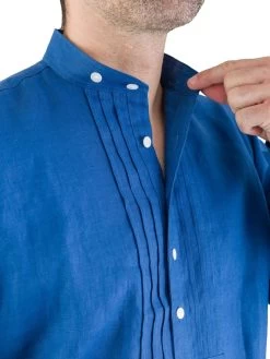 Leinenpfoad Stehkragenhemd Hund Sans Scho Mittelblau Klassischer Schnitt -Trachten Verkauf leinenpfoad stehkragenhemd hund sans scho mittelblau klassischer schnitt4