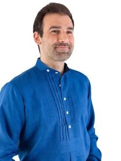 Leinenpfoad Stehkragenhemd Hund Sans Scho Mittelblau Klassischer Schnitt -Trachten Verkauf leinenpfoad stehkragenhemd hund sans scho mittelblau klassischer schnitt5