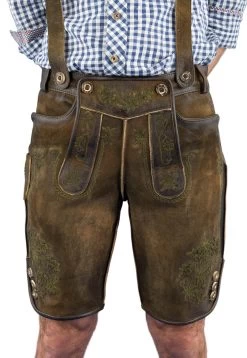 Maddox Herrenlederhose Kurz Hohenberg Nuss Antik