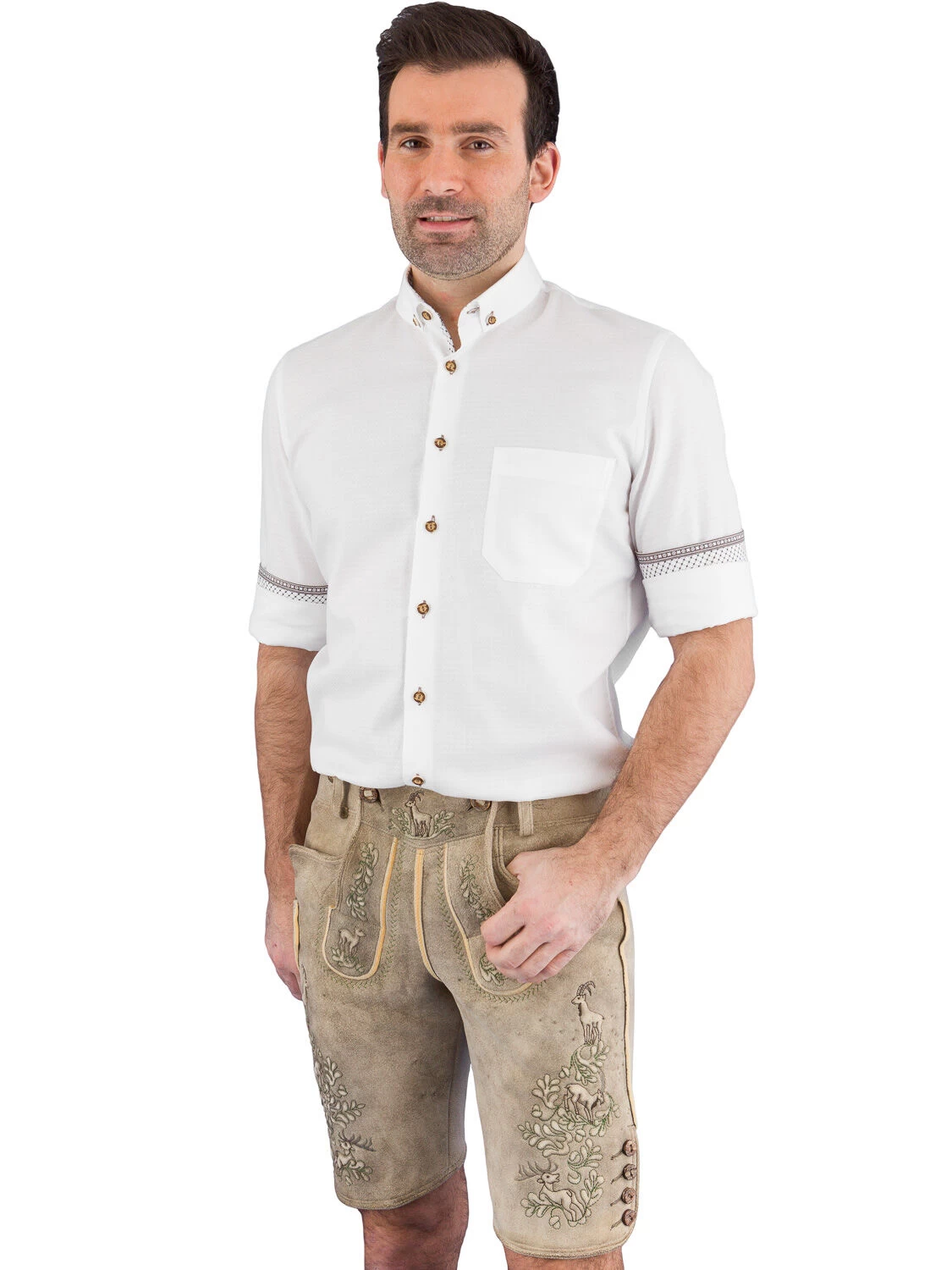 Meindl Hirschlederhose Kurz Sonntagshorn Glacier – Bild 2