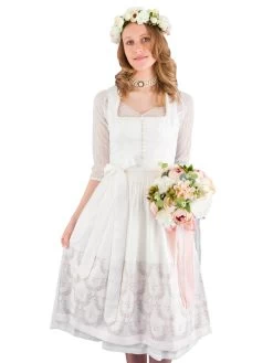 Midi Dirndl Hochzeitsdirndl Festlich Tramontana T-9203/7 Creme/rosa