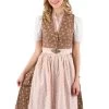 Midi Dirndl MarJo Lauben Braun / Rosa
