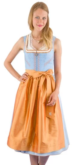 Midi Dirndl Sportalm Jagerberg Blau Orange Wei&szlig;