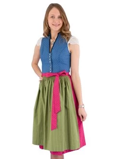 Midi Dirndl Vintage Wenger Rebecca Stretch Blau Gr&uuml;n