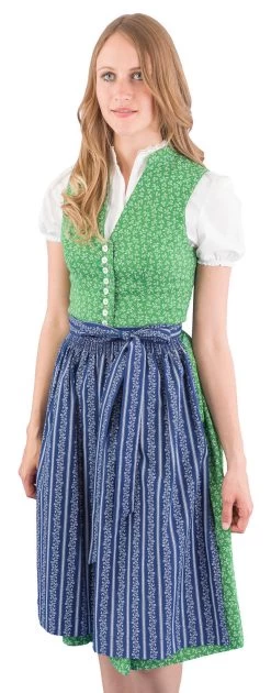 Midi Dirndl Wenger Zita Stretch Gr&uuml;n Blau 65