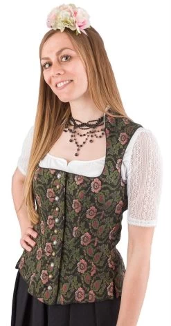 Mieder Country Line 30248 Stretch Schwarz Oliv 7051