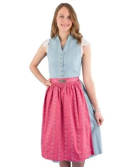 Midi Dirndl Hochgeschlossen Vintage Turi D211085 65 Cm Eisblau