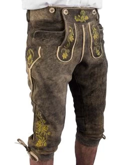 Meindl Trachtenlederhose Kniebund Nockerberg Hirsch S&auml;misch Altschwarz