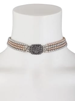 Perlenkette 4 Reihig Schrabacher Moena Trachtenkette Nude Grau