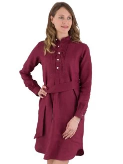 Pfoadkleid Blusenkleid Leinenkleid Hund Sans Scho Dunkelrot