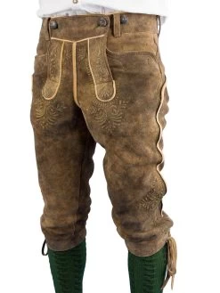 Meindl Trachtenlederhose Kniebund Salzburg Hirsch S&auml;misch Altschwarz