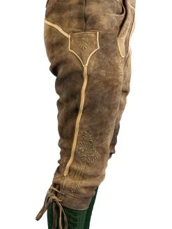 Meindl Trachtenlederhose Kniebund Salzburg Hirsch S&auml;misch Altschwarz -Trachten Verkauf salzburg meindl kniebundlederhose altschwarz farbe beige3
