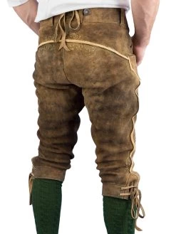 Meindl Trachtenlederhose Kniebund Salzburg Hirsch S&auml;misch Altschwarz -Trachten Verkauf salzburg meindl kniebundlederhose altschwarz farbe beige4