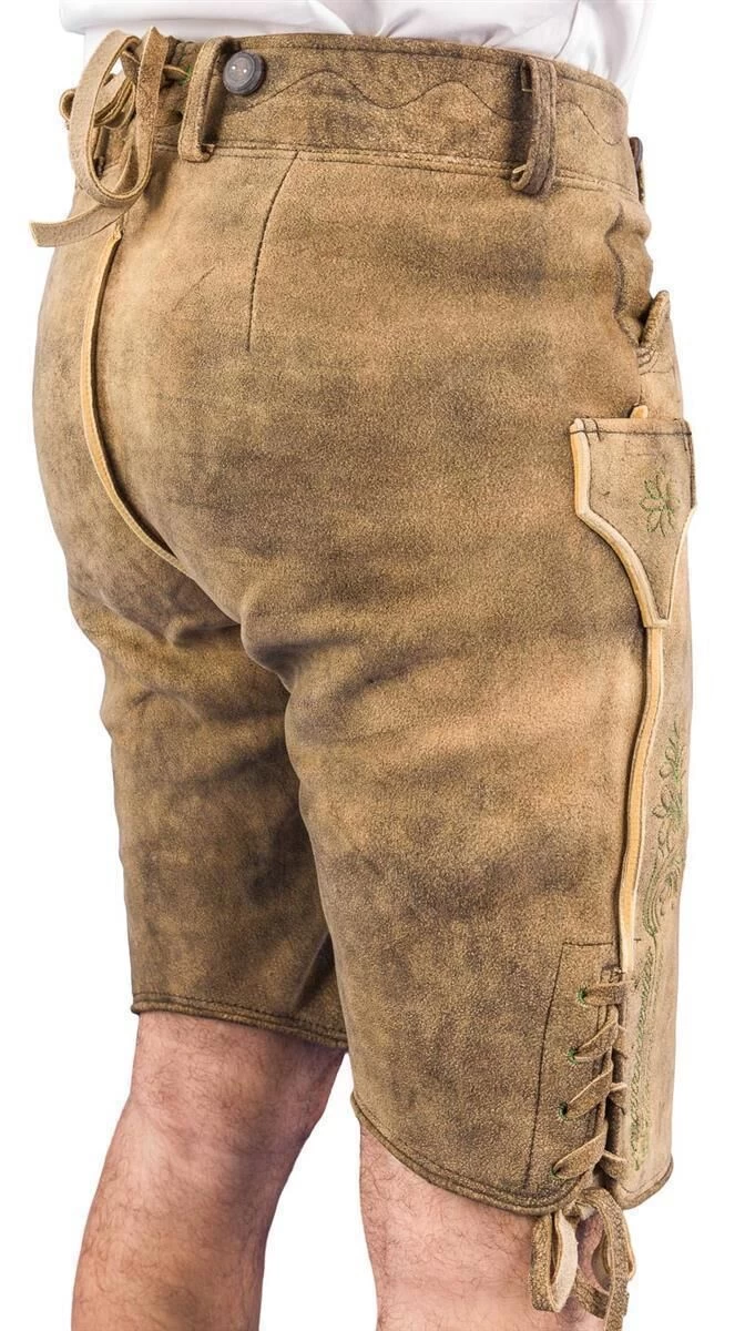 Meindl Lederhose Kurz Salzburg Hirsch Sämisch Altschwarz 2 Meindl Lederhose Kurz Salzburg Hirsch Sämisch Altschwarz – Bild 2